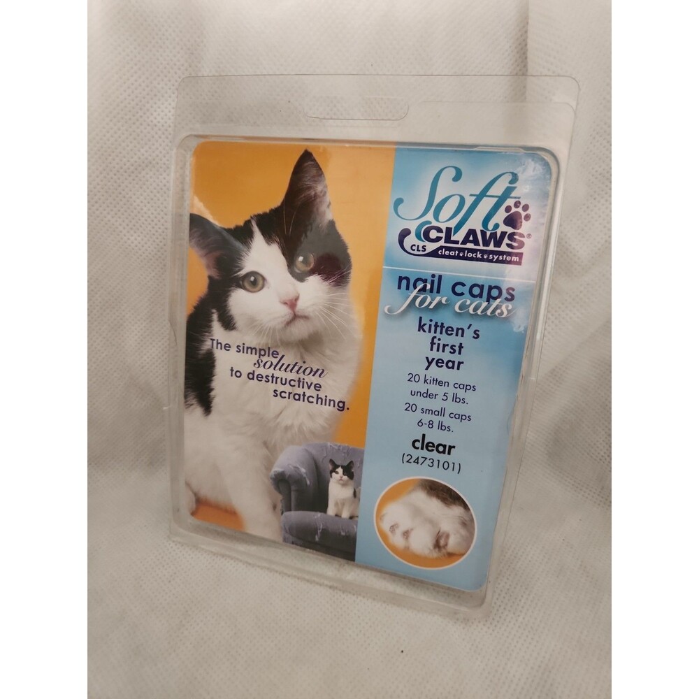 40-Pack Soft Claws Nail Caps for Kittens Cats Paws, Cleat Lock- Clear, 3-8 Lbs.